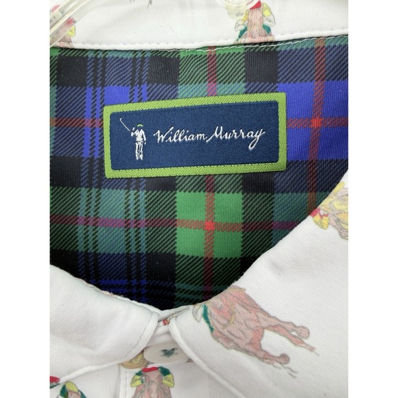 William Murray Golf Polo‎ Shirt Mens Medium White And They're Off Jockey Print - Picture 6 of 10